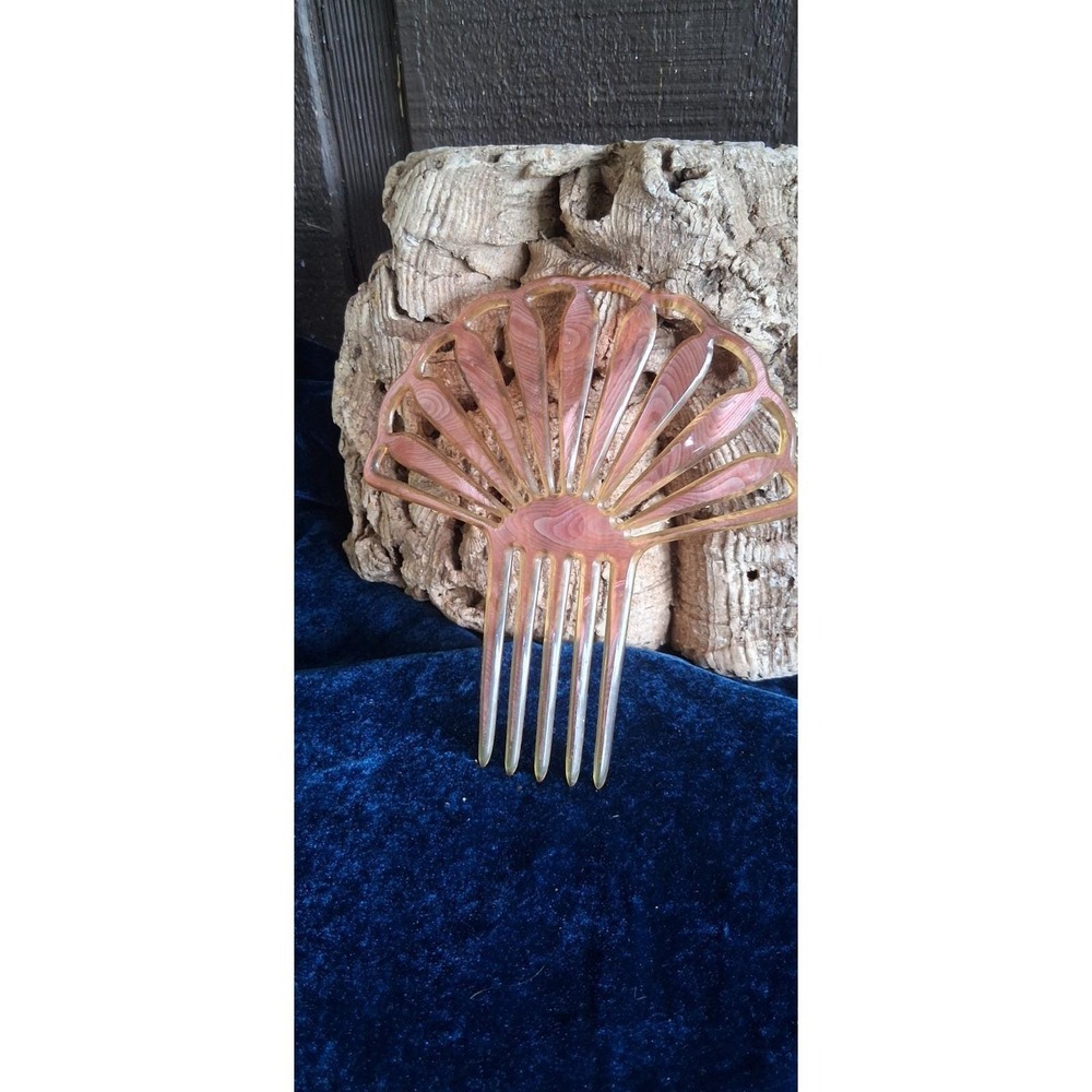 Art Deco Hair Statement Comb Faux Tortoiseshell Celluloid Sun Ray Shape C1920's